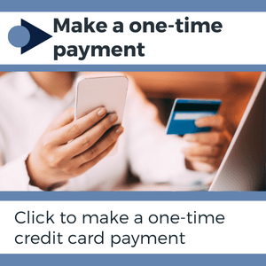 Image of women holidng a credit card reading click for info on how to make a payment