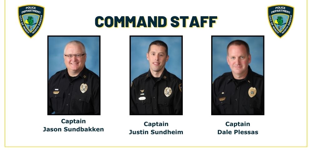 Picture of the command staff showing captains Jason Sundbakken, Justin Sundheim, and Dale Plessas.